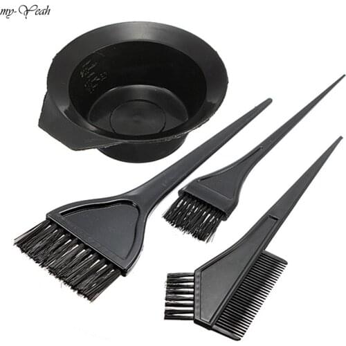 4pcs/set Black Plastic Hair Color Coloring Dye Combs Mixing Bowl Brushes Set Barber Salon Tint Hairdressing Styling DIY Tools