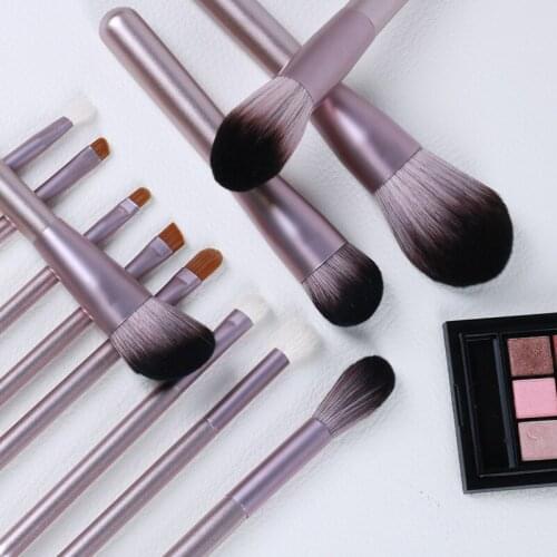12pcs Purple Handle Face Cosmetic Brush Makeup Set Brushes Professional Make Up With Eye Brow Blush Lip Powder Brush Makeup Kit