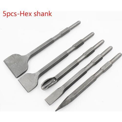 5pcs/set Hex shank Electric Hammer Drill Chisel Plus Rotary Hammer Bits Set Fit Concrete Hydropower Installation Tools