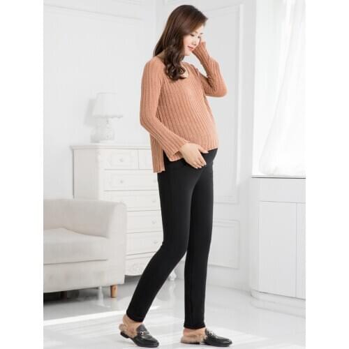 New Pregnant Cotton Blend Gold Velvet Black Pants Thick Warm Stretch Slim Adjust Maternity Leggings Mother High Waist Clothes