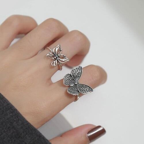 New Hot Sale Exaggerated Adjustable Size Butterfly Rings For Women Men Girl Party Gifts Minimalist Jewelry 2021