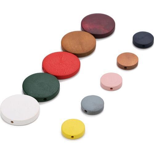 Wholesale 30pcs Diameter 15/20/25/30mm Straight Hole Natural Wood Beads Round Paint Wood Slice Beads Charms DIY Jewelry Making