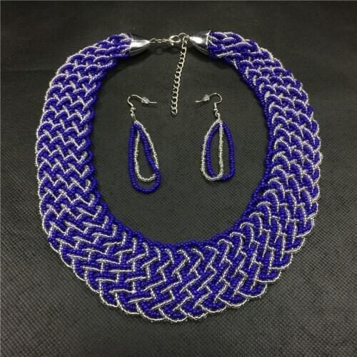 Bohemian Style Handmade Woven Beaded Necklace Colorful Multilayer Seed Bead Statement Necklace Wholesale