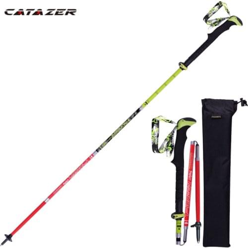 1 Pcs Ski Poles Folding Nordic Walking Poles Carbon Fiber Adjustable Trekking Stick Alpenstock Telescopic Climb Walking Sticks