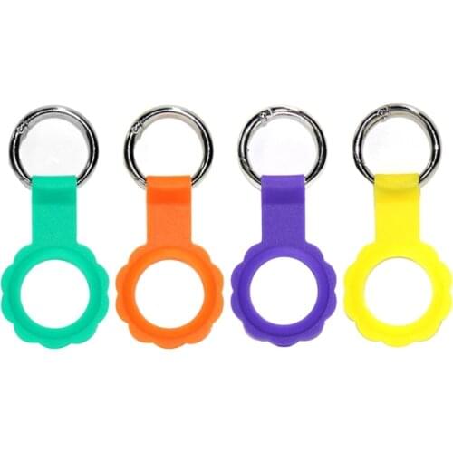 Silicone Case for AirTag Phone Finder, Anti-Scratch Protective Skin Cover with Keychain, Green Orange Purple Yellow