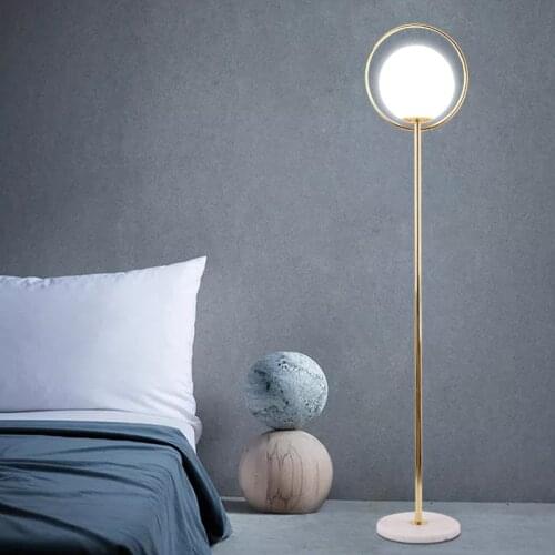 Postmodern glass ball LED floor lamp art living room bedside bedroom reading vertical lamp Nordic marble floor lamp Small size