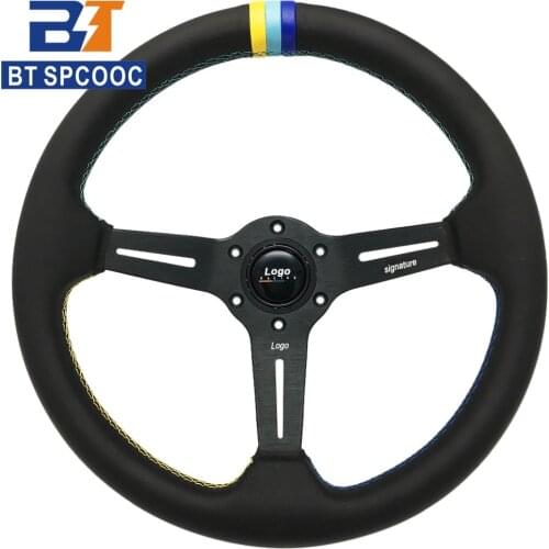 SPCOOC High Quality 2021 Universal Racing Wheels 14inch 350mm Car Sport Drift Race Leather Steering Wheel With Gre**Logo