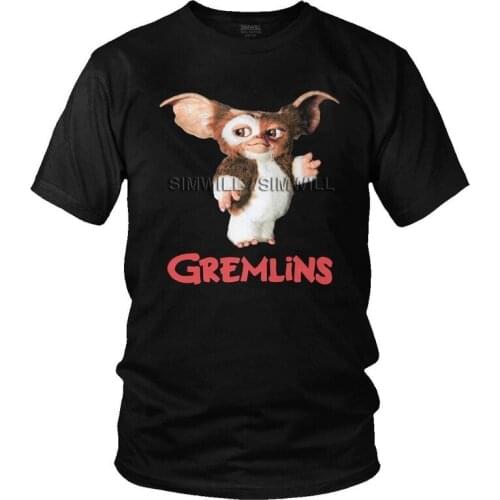 Funny Gremlins Gizmo T Shirt Men 100% Cotton Print T-shirt Graphic Tshirt Short Sleeve 80s Movie Mogwai Monster Tees Tops