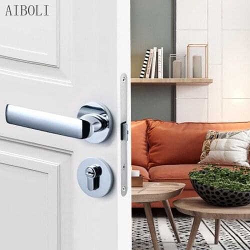 Silent Silver Door Lock Split Lock Zinc Alloy Indoor Door Lock Bathroom Door Lock Handle Lock