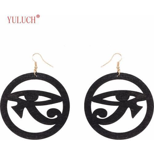 YULUCH Woman African Openwork Eye Shaped Pendant Earrings Simple Art Wood Jewellery Accessories Small Gift Very Special k0077