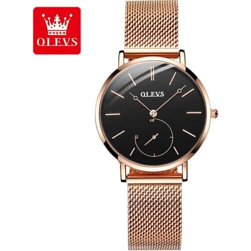 OLEVS Fashion Women Watches Elegant Style with Thin Sub-dial Ladies Top Brand Luxury Womens Watch Quartz Waterproof WristWatches