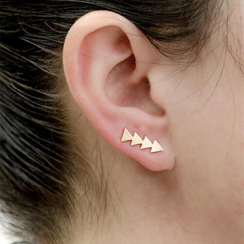 Vercret Triangle Ear Cuffs Triangle Earring Pave Ear Cuff Wrap Clip Geometric Gold Ear Climbers Triangle Row Ear Pins for Women
