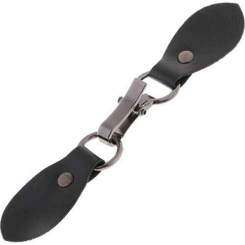 2 Sets Black Leather Buckle Buttons Silver Metal Hook Clothing Handbag Handmade Craft Decor DIY Fasteners