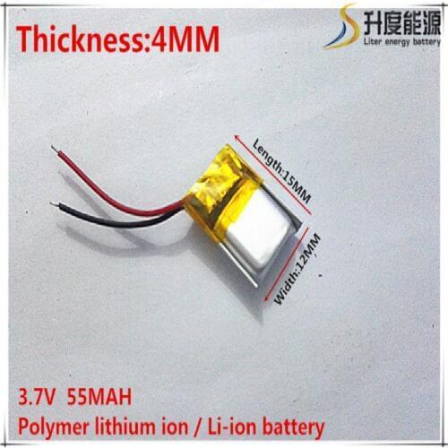 3.7V 55mAh 401215 Lithium Polymer Li-Po li ion Rechargeable Battery cells For Mp3 MP4 MP5 GPS mobile bluetooth
