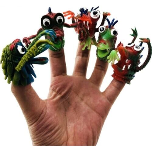 5PCS Senior Monster Finger Puppet Toy Funny Funny Animal Monster Toy Pinata Party Toy Children Story PVC Finger Toys For Kids