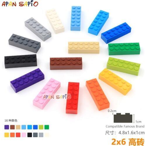 5pcs/lot DIY Blocks Building Bricks Thick 2X6 Educational Assemblage Construction Toys for Children Size Compatible With lego