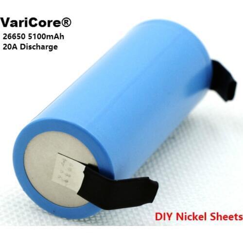 3PCS VariCore 26650 5100mAh Li-ion 3.7v Rechargeable Battery 20A Discharge 3.6V Power batteries +DIY Nickel Sheets