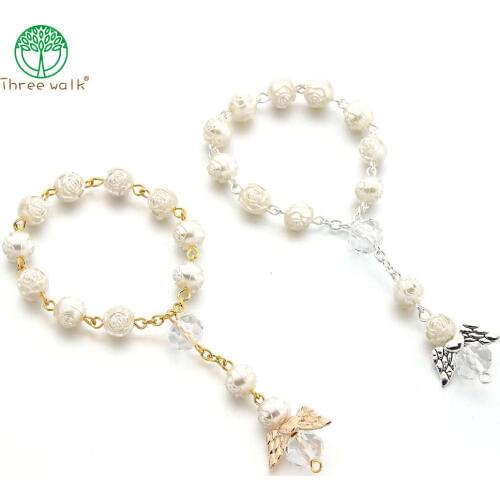 Acrylic Rose Flower Beads Religious bracelet Catholic Rosary Jesus Crucifix Stars Mary Centerpiece