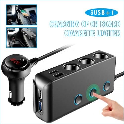 12 V/24 V Car 3 Way Cigarette Lighter Socket Splitter 4 USB Ports Cigarette Lighter Adapter For Cell Phone Charger 120 W