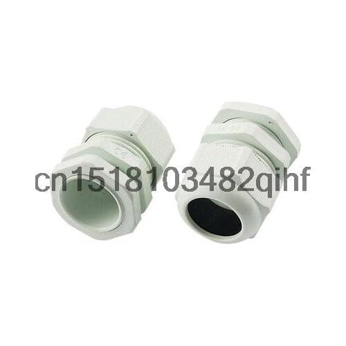 White Plastic PG25 Waterproof Cables Glands Connector 2 Pcs