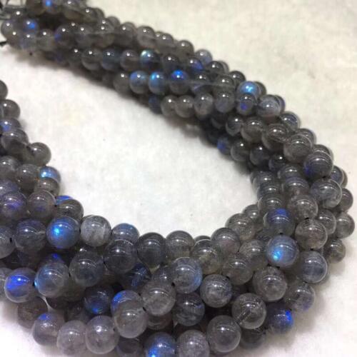 8MM 1Strand-48Pcs AA+ 100% Natural Blue Light Grey Moonstone Loose Bead Semi-Precious Stone Jewellery Beads