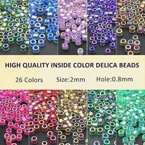 2mm Miyuki Delica Beads Inside Dyed Colors Uniform Glass Seed Beads For Jewelry Making Earrings Bracelet Diy Sewing Accessories