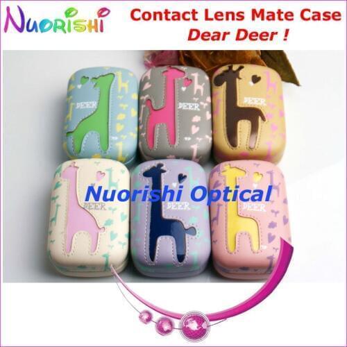 10pcs Dear Deer design Contact Lens Case with Mirror C807 contact lens mate box Free Shipping