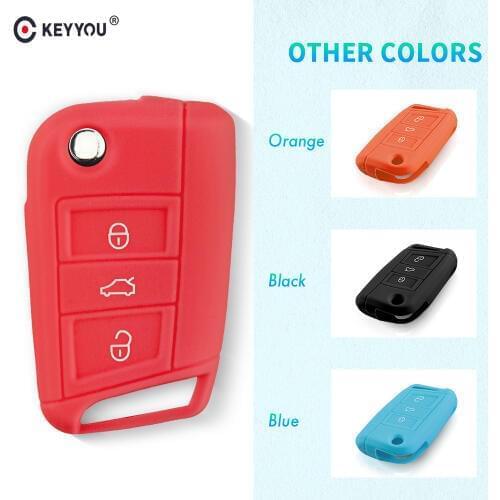 KEYYOU Silicone Car Key Case Cover For Volkswagen VW Golf 7 mk7 Skoda Octavia A7 New Polo Remote Portect Case Car Accessories