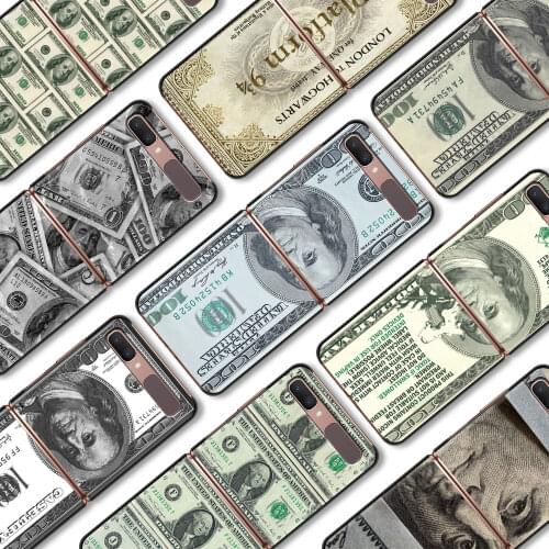 U.S. Dollar Money Phone Case For Samsung Galaxy Z Flip 3 5G Hard PC Coque Split Folding Z Flip 3 Plastic Casing Black Cover Caso