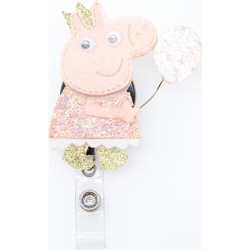 ID Holders Identity Badge Cartoon Pig Pecs Retractable id card badge holder Reel