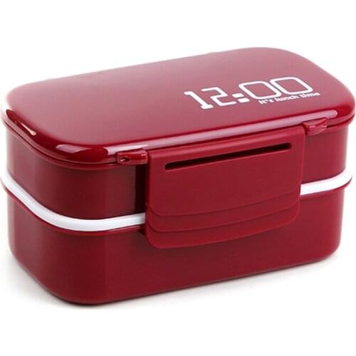 1400ml Microwave Double Layer Lunch Box Plastic Bento Lunch Box Food Container Workers Student Lunchbox With Compartments