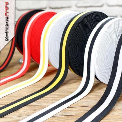 Elastic Ribbon Nylon Stripe Printed 25mm For Handwork Apparel Sewing & Fabric Edge Accessories BBXY-121