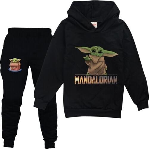 Baby Boy Clothes Set Mandalorian Baby Yoda Fashion Sweatshirts For Kids Toddler Girls Winter Clothing Hooded T-shirt Sportswear