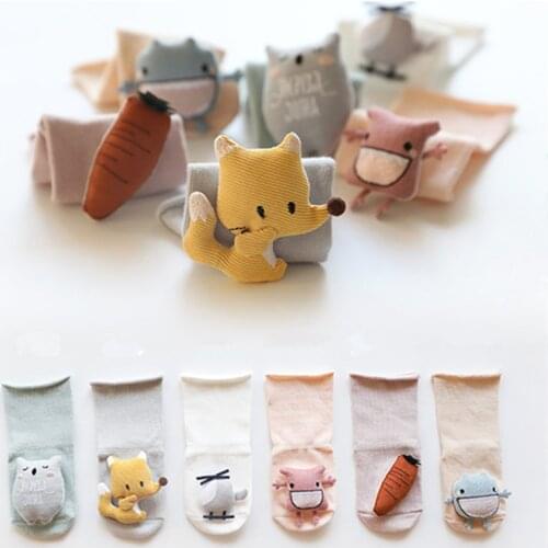 Cartoon Doll Baby Socks Soft Cotton Loose Socks Newborn Floor Socks Spring Autumn Toddler Rubber Non-slip Socks 0-3Y Baby Stuff