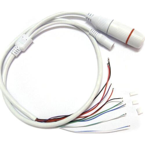 Weatherpoof CCTV IP network Camera PCB Module video power end cable RJ45 female & DC male connectors with Terminals