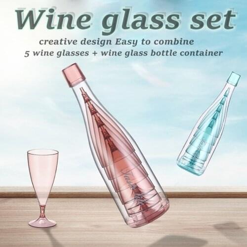 Round Goblet Combination Set Family Practical Cocktail Crystal Wine Transparent Cold Drink Juice Beer Family Gifts Plastic Glass