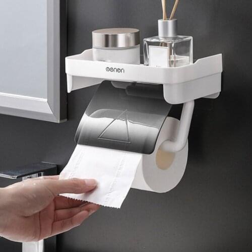 Wall-mounted Roll Paper Storage Rack Bathroom Multi-function Toiletries Toilet Paper Shelves Kitchen Toilet Dual-purpose Holder