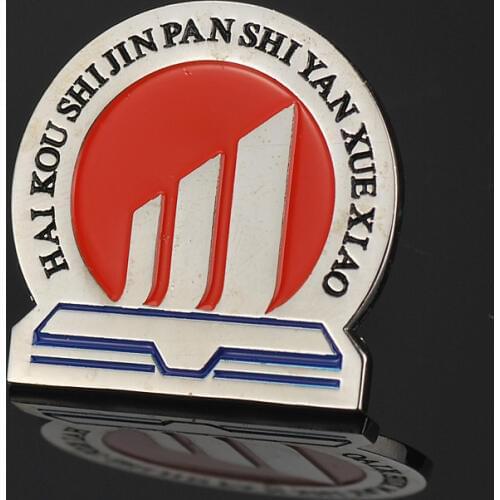 Low price zinc alloy Epoxy souvenir badge cheap brooch round commemorative emblem custom