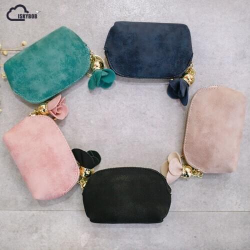 Fresh Solid Cute Coin Purse Zipper Flower Women Mini Wallet Key Holder Bag Card Holder Clutch Money Bag Luxury Brand Designer