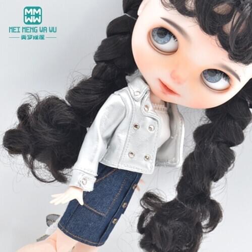Blyth doll clothes Miniskirt, leather jacket, high heels for 28-30cm Azone OB accessories girl gift toy