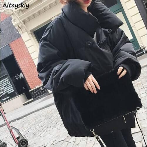 Short Style Parka Mujer Invierno 2020 Winter Clothes Thick Solid Zipper College Style Simple Basic Loose Daily Fashion All-match