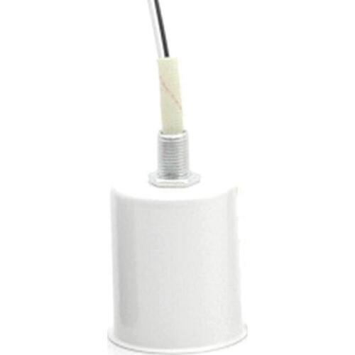 E27 Ceramic Screw Base Round LED Light Bulb Lamp Socket Holder Adapter metal Lamp Holder With Wire White