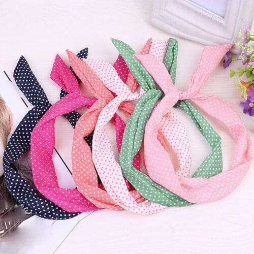 Polka Dot Bow Knot Female Headband Tartan Retro Fashion Colorful Simple Ladies Hair Band Students style Cute Vintage Girl Turban