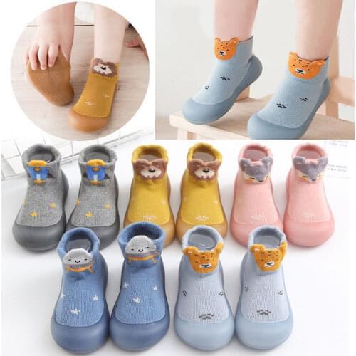Baby Shoes Unisex Anti-slip Cartoon Animal Fox Shoes Infant Girls First Walkers Boy Soft Sole Rubber Outdoor Toddler Pink Shoes