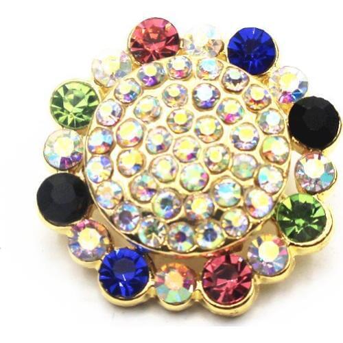 Multicolor Full Rhinestone Stone Round Buttons Jewelry Gold Color Snap Buttons Fit 18mm/20mm DIY Snap Bracelet Jewelry Making