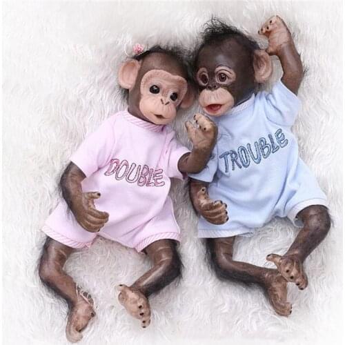 40cm Silicone Reborn Dolls Twins Monkey Orangutans Dolls For Kids Christmas Present Birthday Gift Photography Props