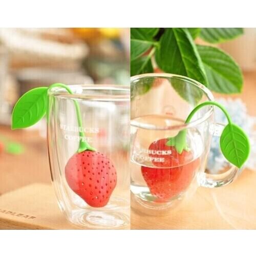 Silicone Strawberry Design Loose Tea Leaf Strainer Herbal Spice Infuser Filter Tools 2015 New free shipping