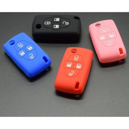 Car key Silicone rubber case cover shell for Peugeot 1007 Citroen C8 4 Buttons Remote Key Case Shell 10pcs/lot