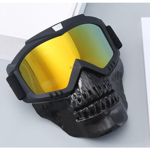 Tactical Skull Mask Military Airsoft Shooting Protection Mask with Detachable Goggles Full Face Motorcycle Riding Windproof Mask