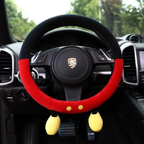 Warm Winter Car Steering Wheel Cover Plush Cartoon Auto Accessories Goods For Women Girls Braiding On the Steering-Wheel Covers